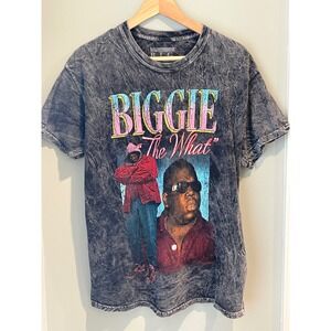 The Notorious BIG BIGGIE The What?‎ T-Shirt Black Gray Acid Wash Men's Large